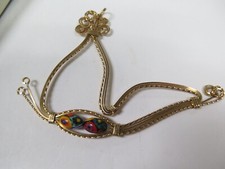 Ciondolo Veneziano Perline Arte Vetro di Murano Piatto Oro 9KT 4 1/2" Vintage Bello