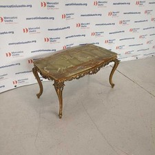 Tavolino Vintage in Stile Barocco Piano in Onice Ottone Italia XX Secolo