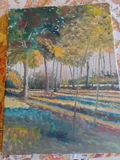 Quadro olio su tela, paesaggio stile impressionista, anonimo