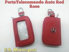PortaTelecomando Auto in Ecopelle Red Rose con Logo Metallico MB