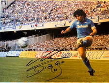 Tardo Diego Maradona foto firmata a mano Napoli leggenda 16x12 + PSA CARD e certificato di autenticità