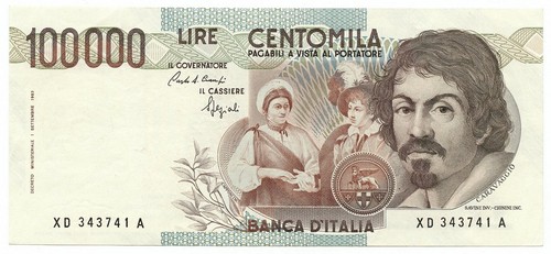 100000 lire caravaggio tipo - 100000,