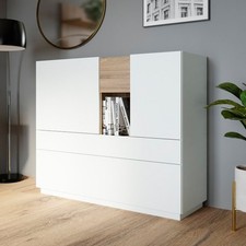 Mobile Soggiorno 120x40x110h 3 Ante 1 Cassetto Lewis Rovere E Grigio Chiaro