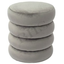 Pouf in Velluto Color Grigio Puf Morbido Pouff Cheroy Poggiapiedi Sedia Soffice