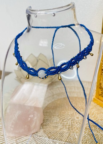 Collana macramè blu - -,