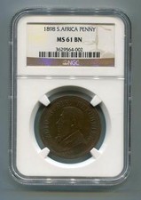 Sudafrica ZAR NGC Graded 1898 Kruger Penny MS 61 BN