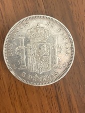 Spagna - 5 pesetas 1890 Argento 0’900 Originale