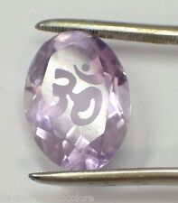 AMETISTA naturale ovale sfaccettata con simbolo OM inciso - misura grande -