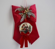 FIOCCO ARTIGIANALE NATALIZIO DI EMY RICAMI MIS CM 35X50 ART BABBO NATALE