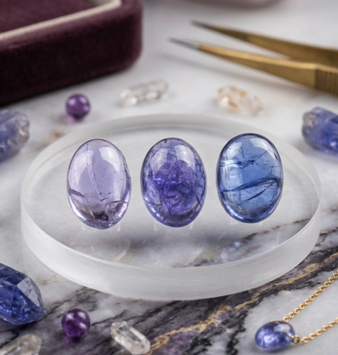 Set cabochon ovale - , tanzanite
