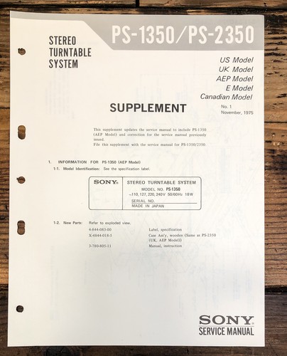 Sony 1350 2350 - ps-1350, ps-2350