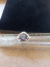 anello argento 925 alessandrite E  Zaffiri bianchi Brillante