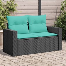 Garden Sofa Black PE rattan