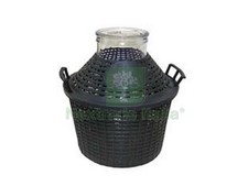 1PZ DAMIGIANA A BOCCA LARGA IN VETRO VESTITA LT.5 BOCCA Ø MM.115: