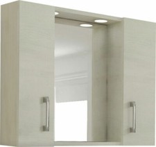 Specchio specchiera da bagno arredo 2 ante 2 luci led laccato Rovere bianco