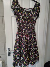 Abito Devil & Desire XL 18 Bardot cerchio completo swing rockabilly anni 50 vintage teschio