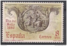 Spagna 1980 Francobollo Giorno Filatelia Cavaliere Cavallo Soldato Armatura 1v MNH