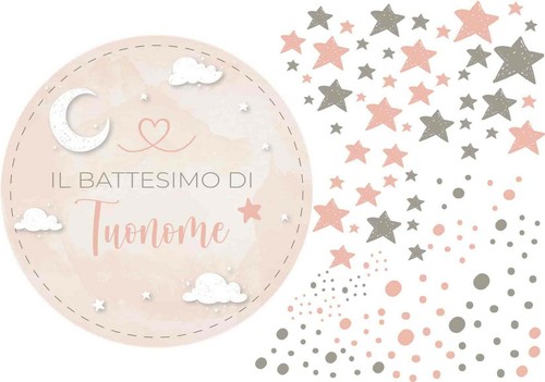 Cialda battesimo stelle con - stelle,
