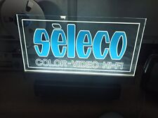 Rara INSEGNA LUMINOSA Vintage Neon SELECO COLOR VIDEO HIFI PLEXIGLASS '80s 55x35