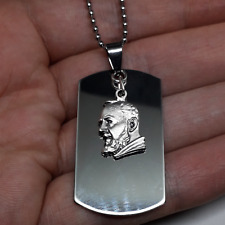 Collana con Ciondolo San PADRE PIO catena Medaglia Argento in Regalo Uomo Donna