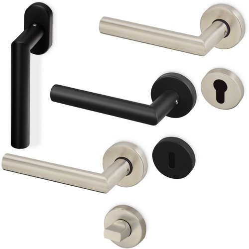 Set maniglia porta acciaio