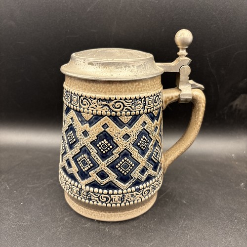 Beer stein mug - with, pewter