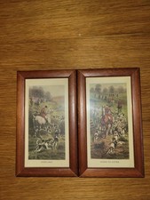 COPPIA DI 2 Piccole Stampe  Con Scena Di Caccia Alla Volpe