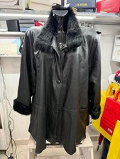 Giacca Cappotto In Pelle Nero Donna Taglia 44 Cod.  AM61