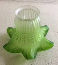 LAMPADE ANTICHE-COPPA IN VETRO VERDE-BEL MODELLATO FLOREALE-LIBERTY-UTILISSIMA