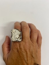 anello CAMMEO conchiglia sardonica argento 925 scolpito a mano a Torre del Greco