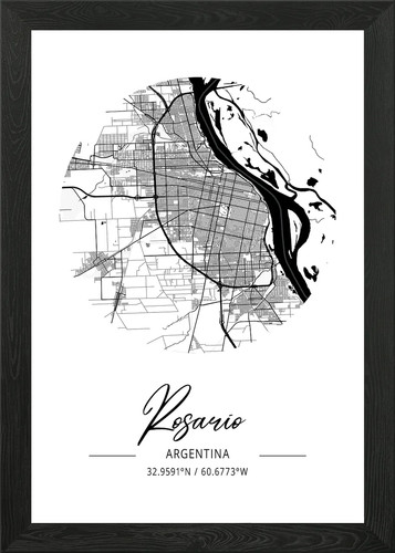 Rosario area city map framed - city,