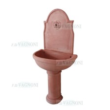 Fontana  in terracotta a parete muro con base cm 124 pezzi toscana no impruneta