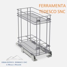 CESTELLO PORTABOTTIGLIE CARRELLO ESTRAIBILE 2 CESTI PER MOBILE DA 60CM 30kg 013