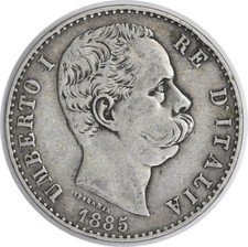 1885 R Italy 2 Lire KM23 VF