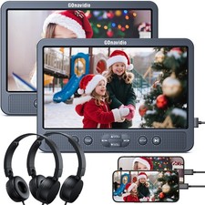 2x12" Schermo Full HD Auto Poggiatesta Lettore DVD Monitor TV HDMI USB con Batteria