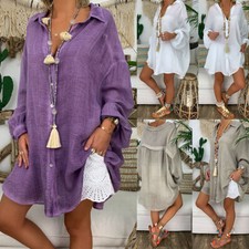 Camicetta cotone lino donna maniche camicie taglie larghe più camicia casual lunga