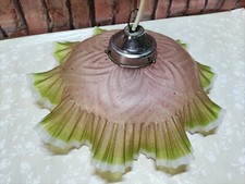 Lampadario Fiore Vetro Soffiato Originale Anni 30/40 Rosato Verde Bianco Opale