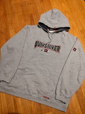 Felpa con cappuccio ricamata grigio argento rapido vintage uomo taglia XL