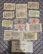 Lotto di 14 Banconote Prigionieri Guerra Reichspfennig Occupazione Tedesca