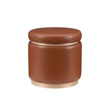 Linon Round Faux Leather Pouf