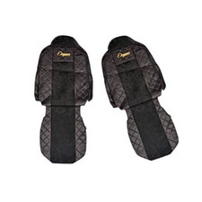 Copri Sedili Anteriori Nero Con Cuciture Rosse per Iveco Stralis Hi - Vie Camion