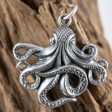 Ciondolo Kraken polpo tentacolo gotico .925 argento sterling steampunk.
