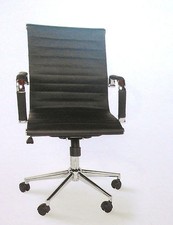 POLTRONA GIREVOLE PER UFFICIO IN ECOPELLE SCHIENALE RECLINABILE NERO - BIANCO