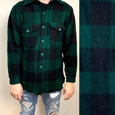 Giacca media vintage anni 60 Woolrich verde bufalo a quadri bottoni davanti Mackinaw Cruiser