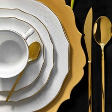 Servizio Piatti 39 pezzi Porcellana bianca, Roi filo oro, marca Fade,nuovo