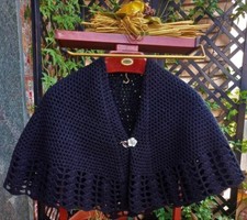 Mantellina della nonna NUOVA, NERA, scialle, scialle della nonna, uncinetto