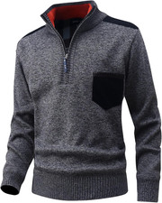 Maglione Da Uomo 1/4 Di Zip Pullover in Pile Maglia Collo Alto Invernale Cardiga