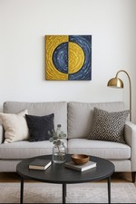 QUADRO ASTRATTO"ZEN" ACRILICO MATERICO SU TELA 40x40cm 