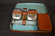 Set Toilette Vintage da viaggio per uomo Necessaire Beauty Case anni 70 80 pelle