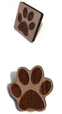 Spilla A Cravatta Con Stampa Di Zampa Di Cane In Legno..Tagliata Al Laser